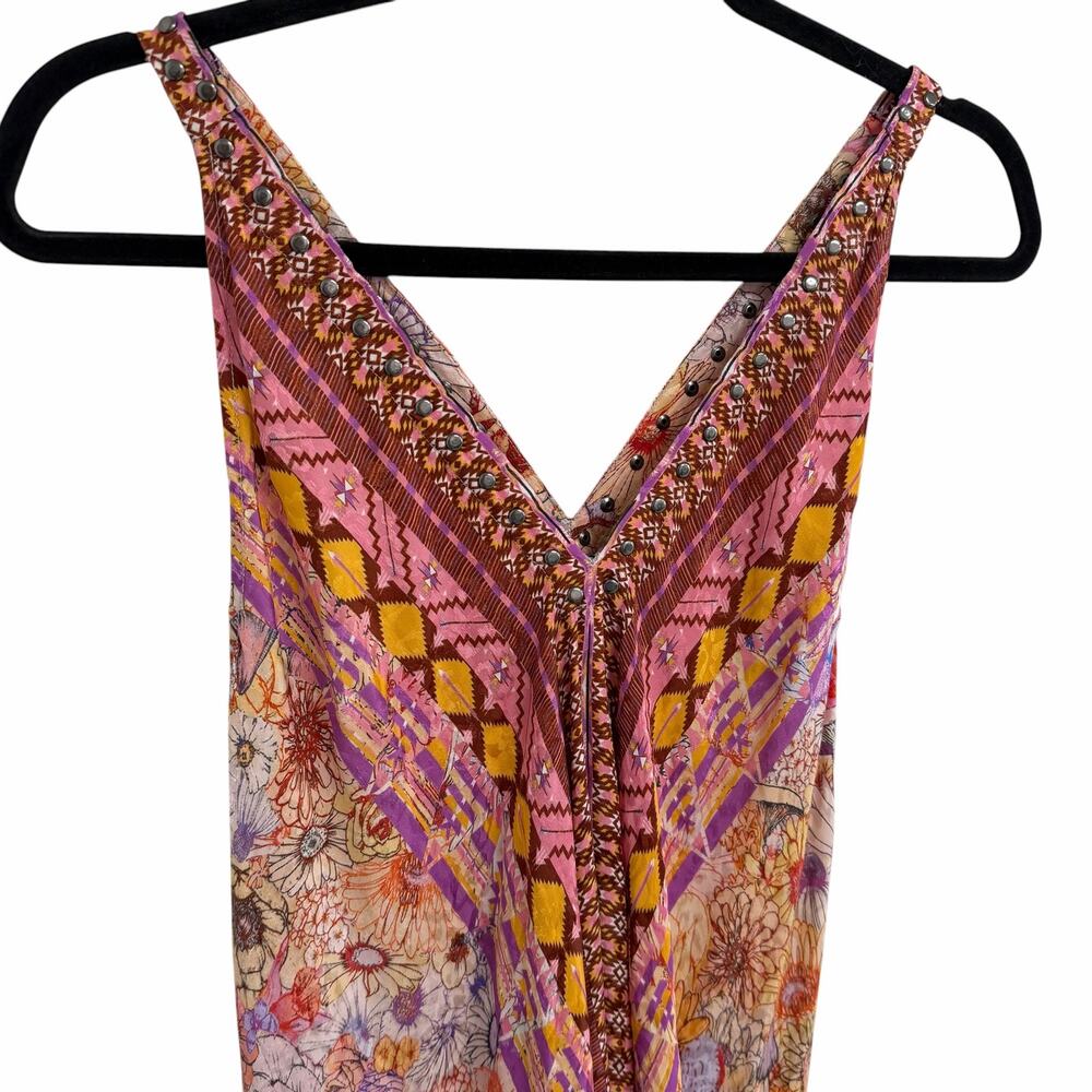 Johnny Was Eva Maxi Dress Pink Floral Studded Neckline Womens Small - Picture 4 of 8